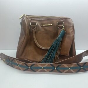 Steve Madden Brown Faux Leather Crossbody Bag w/ Attached Accessories‎ Boho